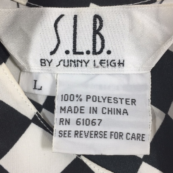S.L.B. Black & White Large Checked Blouse Size L - Picture 7 of 8